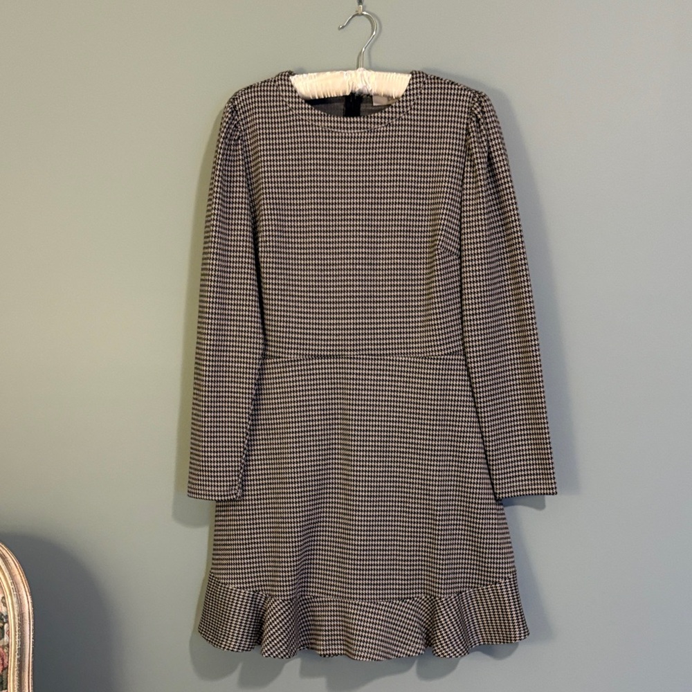 LOFT Fit and Flare Houndstooth Dress